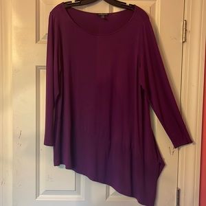 Eileen Fisher Purple Stretch Jersey Asymmetric Tunic 1X